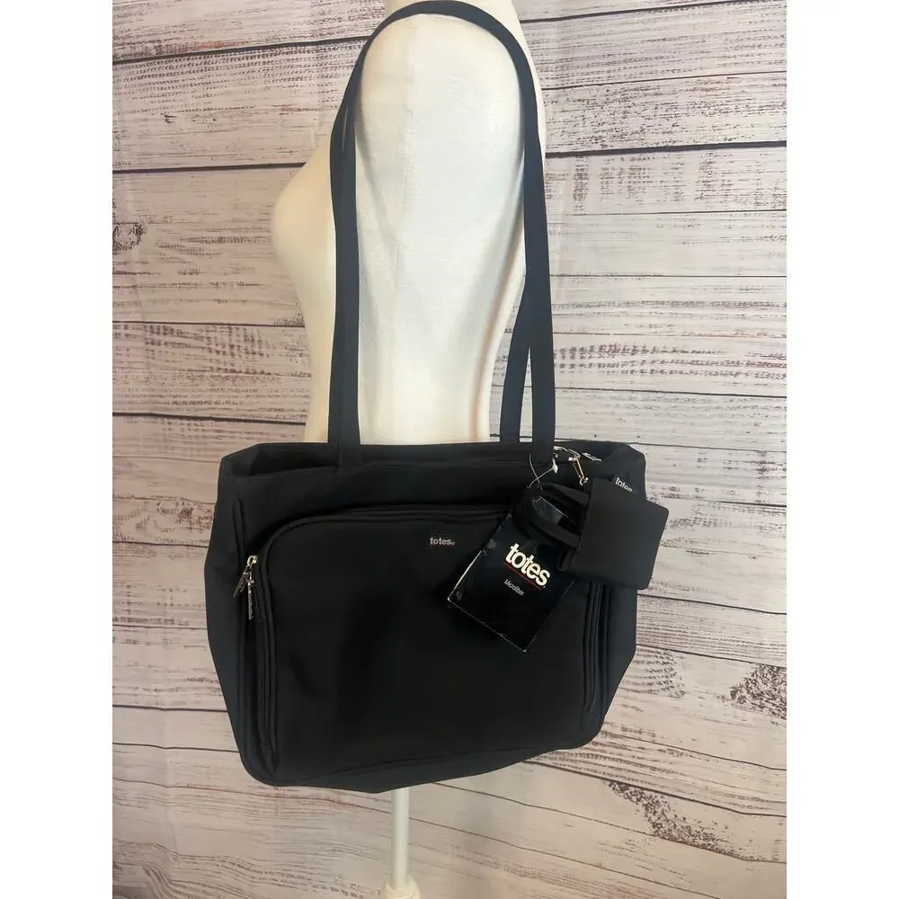 Totes black microfiber organizer tote bag black NWT